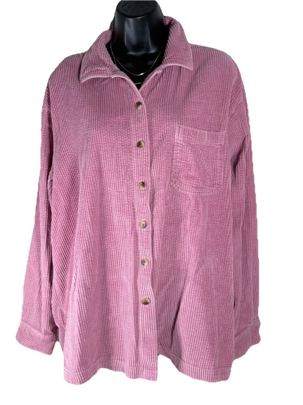 Vintage L.L. Bean Oversized Pink Corduroy Button-Up Shirt